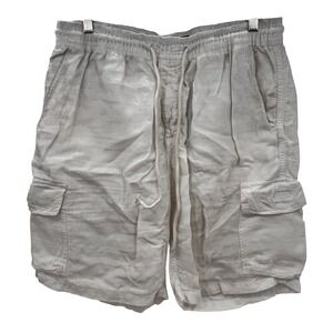 Vilebrequin Mens Cargo Shorts XL White 100% Linen Drawstring Elastic Waist